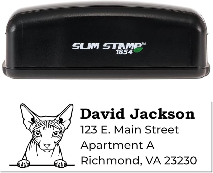 Personalized Don Sphynx Cat Mailing Stamp - Custom Address Stamp for Scrapbooking - Made to Order Return Address Stamp for Cat Lovers & Sphynx Owners - Unique Pet Themed Stamp
