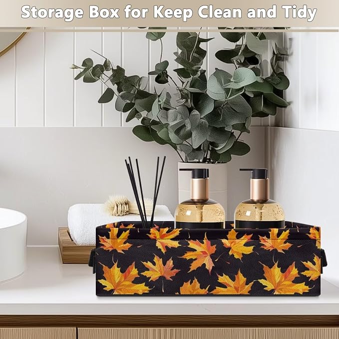 Thanksgiving Maple Leaf Toilet Paper Basket Bathroom Basket with Handle, Toilet Roll Storage Modern Organizer and Storage Container, Decorative Shelf Bin Bathroom Decor