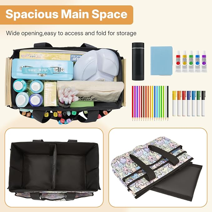 Craft Storage Organizer Tote Bag, Art Supply Caddy, Carrying Bag with Handle for Multi-Purpose Craft Organizers and Storage