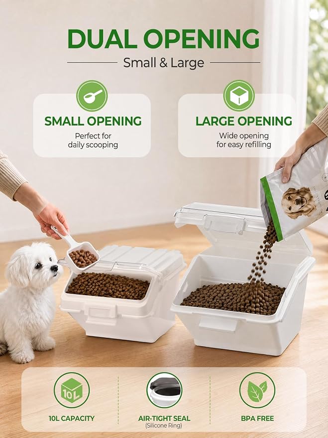 FOHERE 3 Pack Dog Food Storage Container, 40 Lbs Dog Food Bin with Scoop | Moisture Proof Dry Dog Food Container for Cat Treats, Rice, Flour & Baking Supplies, BPA Free