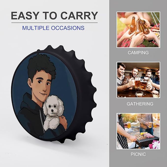Pet & Figure Magnetic Bottle Opener for Fridge – 3.1 Inch Stainless Steel Beer Opener, Refrigerator Magnet with Strong Hold