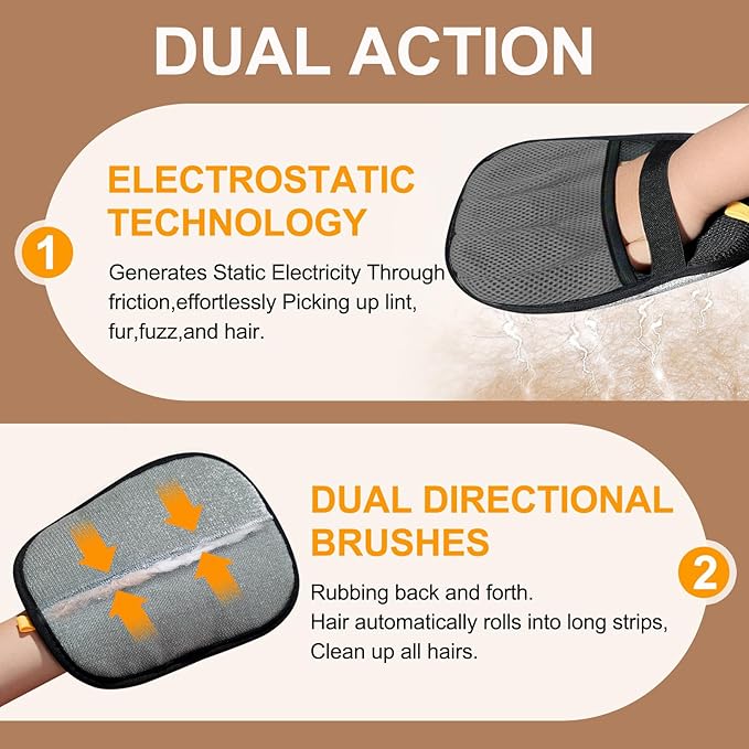 PurePath Pet Hair Removal Glove – Electrostatic Pet Hair Remover for Laundry, Couch, Carpet, Furniture & Pet Grooming – Reusable Cat Dog Hair Magic Brush Mitt – Grey (1 PCS)