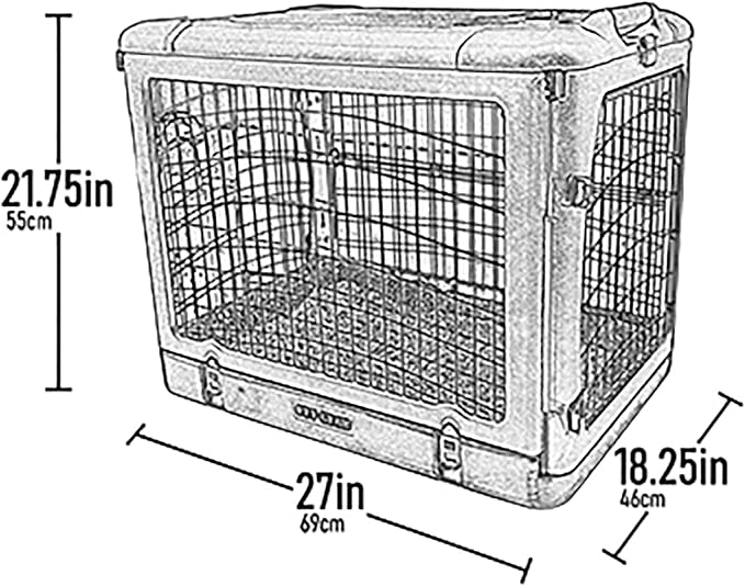 Pet Gear The Other Door 4 Door Steel Crate for Dogs/Cats, 27", Willow | Garage-Style Door, Includes Plush Bed & Travel Bag, No Tools Required