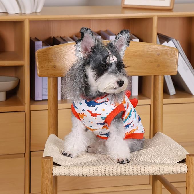 CuteBone Dinosaur Costume Dog Shirt, Stretchy Velvet T-Shirt Clothes for Small Dogs, Soft & Breathable Pet Tee Outfit Cat Apparel for Daily Wear, Cozy Pullover Design Puppy Fashion COSBX02XS