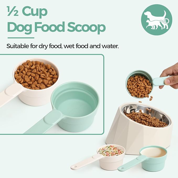 ComSaf Dog Food Scoop 1/2 Cup, Pet Food Measuring Cup for Dogs and Cats | Pet Food Scooper, Half-Cup Portion Measure, Long Handle, Dry Kibble, Multi-Pet Feed Portions, Dishwasher Safe