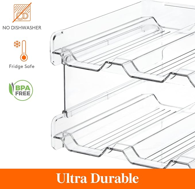 Lifewit Stackable Water Bottle Organizer for Cabinet, Clear Tumbler Holder | Large Slot for Up to 32 oz Cups, Plastic Wine Rack for Fridge, Pantry, Kitchen Organization & Storage, 3-Tier Holds 12 Bottle