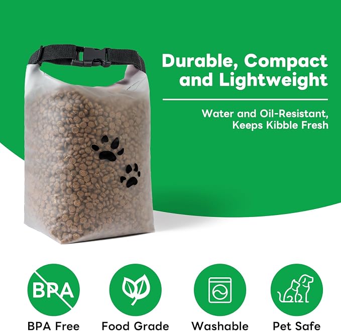 Dog Food Storage Bag with Roll-Top Closure, for Traveling, Camping,Boarding, Food Grade, 14 Cups (Mini)