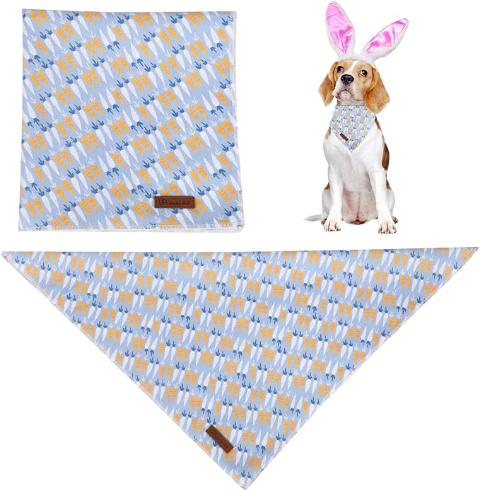 Easter Dog Bandana, Easter Triangle Bid Scarf for Small Medium Dog, Cotton Pet Kerchief for Girl Boy Dogs or Cats, Cute Carrot Dog Bandana, Comfortable Easter Dog Bandana