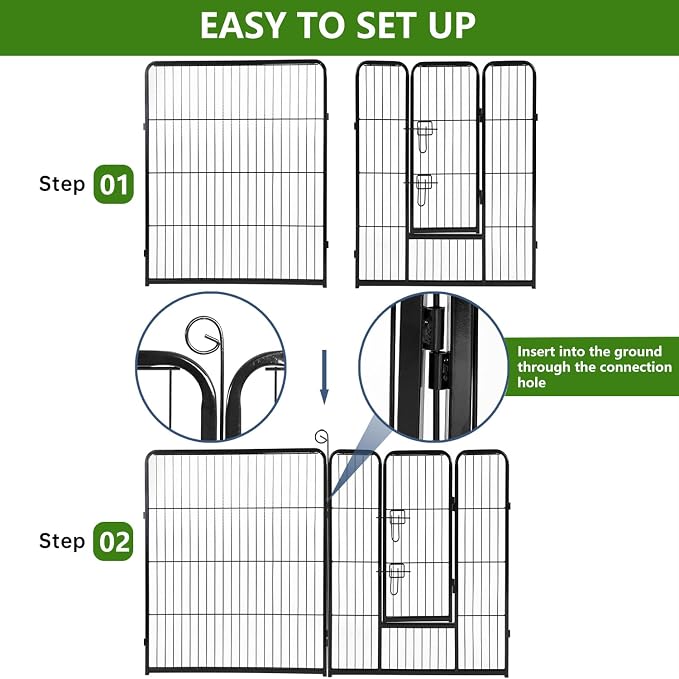 BestPet | Dog Playpen | 40", 8 Panels | Heavy Duty Metal Pet Exercise Pen | Indoor/Outdoor Fence Panels | Rust-Resistant, Removable, Tool-Free Setup | Anti-Skid, Expandable Design