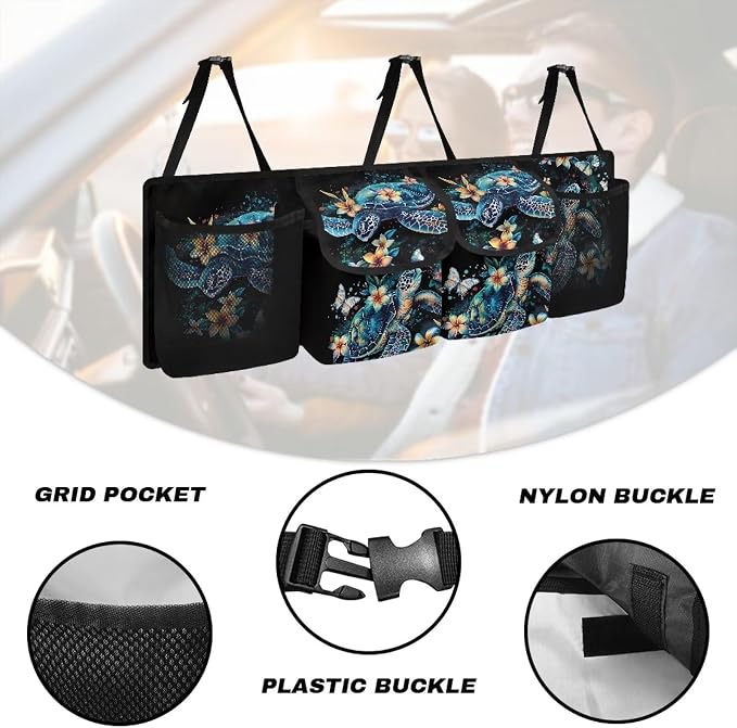 Dreaweet Car Backseat Hanging Trunk Organizer for SUV Sea Turtle Car Storage Accessories Interior Collapsible Car Trunk Organizer for Sedan Trucks Van Large Trunk Organizers for Groceries
