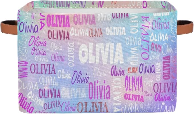Personalized Name Storage Basket,Light Blue Purple Colorful Galaxy | Organizing Boys Girls Pets Toys Closet Shelf Clothes Books