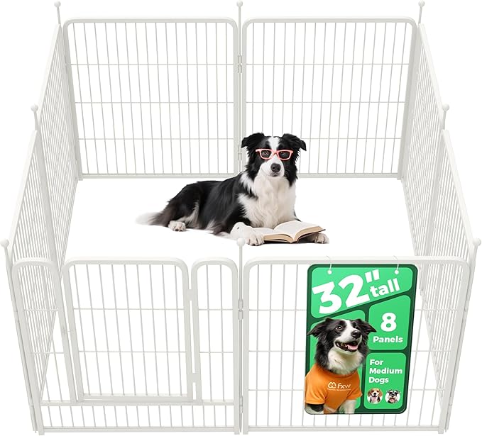 FXW Rollick Dog Playpen, Indoor, Yard & RV Camping, 32" H, 8 Panels | Easy setup, Heavy-duty, DIY layouts, for Small & Medium Dogs, Patented