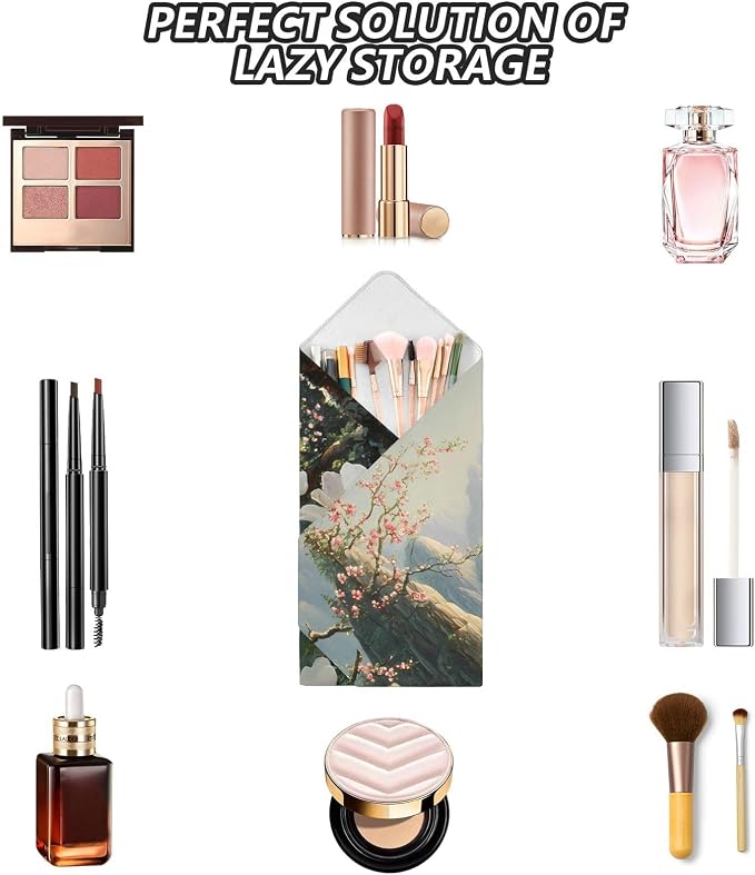 JIPONI Peach Blossom Magic Makeup Bag, Self-Adhesive Magic Wrap Cloth, Portable Cosmetic Organizer, Camera Lens Protector, Travel Storage for Beauty Essentials, 21.7"x21.7"