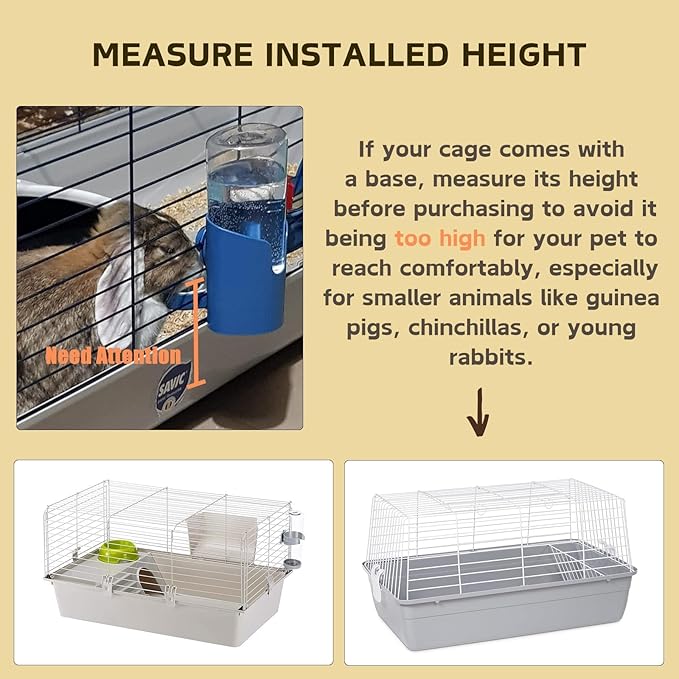 Rabbit Water Bottle, 600ml/21oz Hanging Water Dispenser Feeder Cage Crate Hutch Bunny Puppy Cat Chinchilla Ferret Guinea Pigs Squirrel Hedgehog (Green)