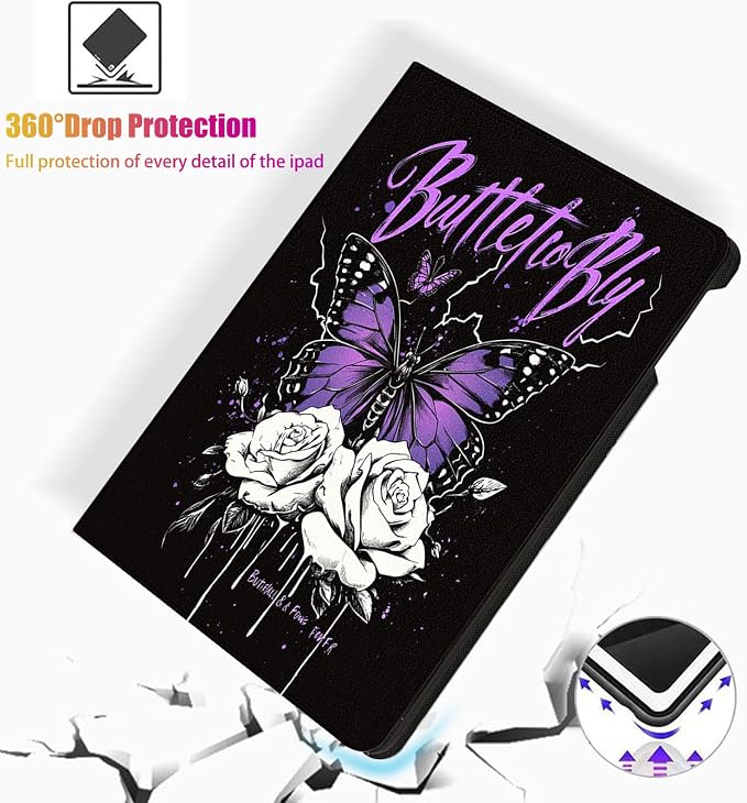 for Microsoft Surface Go 4/3/2/1-10.5" 2021 Tablet Case,Auto Wake/Sleep,Adjustable Stand Protective Cover - Purple Butterfly