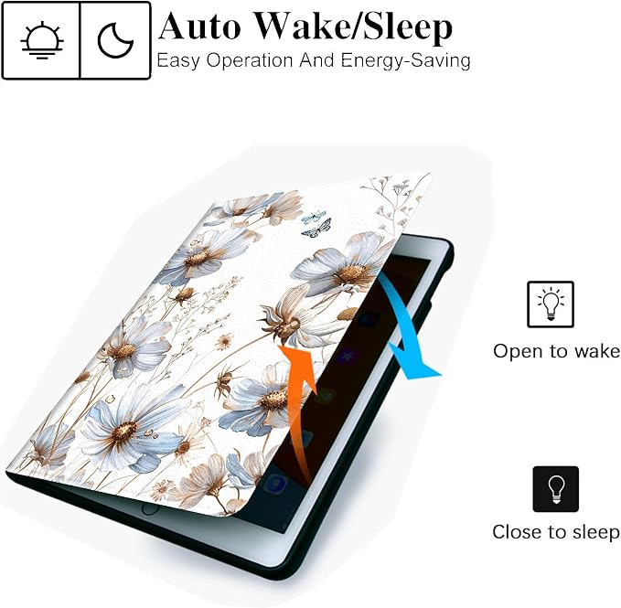 for Microsoft Surface Pro X/Pro X Plus-13 2019/2020/2021/2024 Tablet Case,Auto Wake/Sleep,Adjustable Stand Protective Cover - Blue Flower