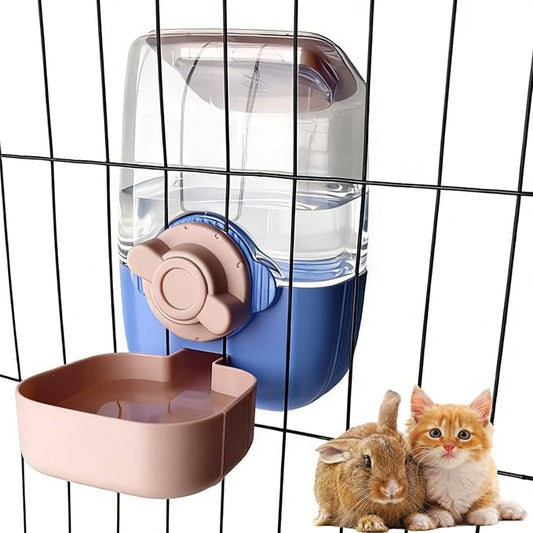 Rabbit Water Bottle, 34oz Pet Hanging Water Dispenser, Cat Water Feeder for Small Animal Ferret Guinea Pig Chinchilla Small Dog Cage Grid Spacing 1.2''-2.1'' (Blue&Pink)