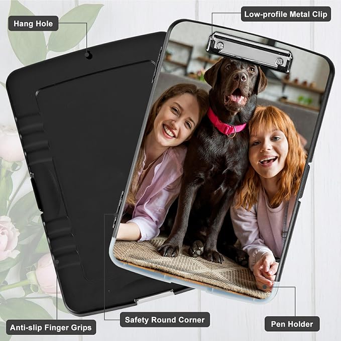 Customized A4 Clipboard with Storage Pen Holder, Clipboards Organizer Nursing Clipboard Foldable File Folder Plastic Clipboard Folio Clip Board for Office Students Classroom Doctor