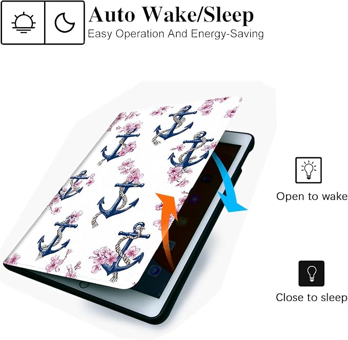 for Microsoft Surface Pro 11/10/9-13" 2024/2022 Tablet Case,Auto Wake/Sleep,Adjustable Stand Protective Cover - Anchor Floral