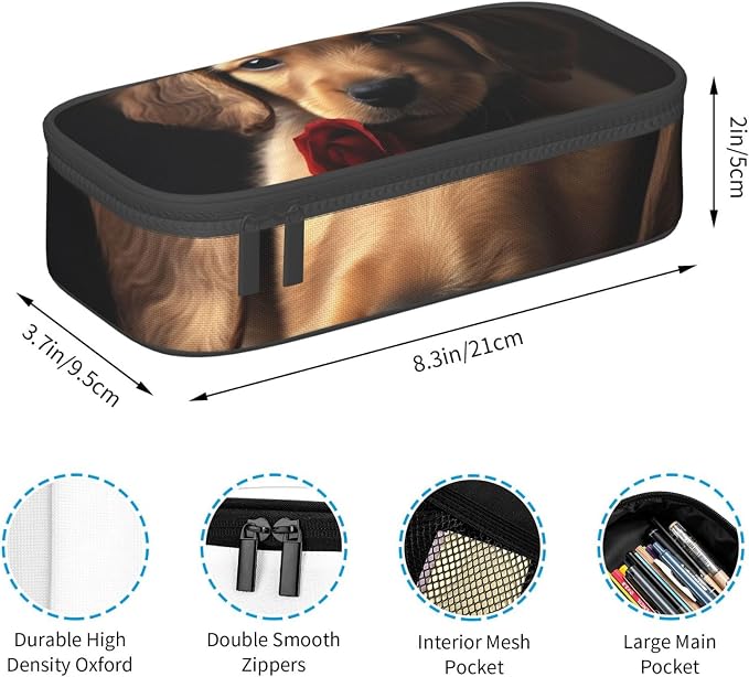 Cute Pet Dog Pencil Case Large Capacity Pencil Pouch With Zipper Portable Pen Bag Organizer Waterproof Cosmetic Makeup Bag For Women Men