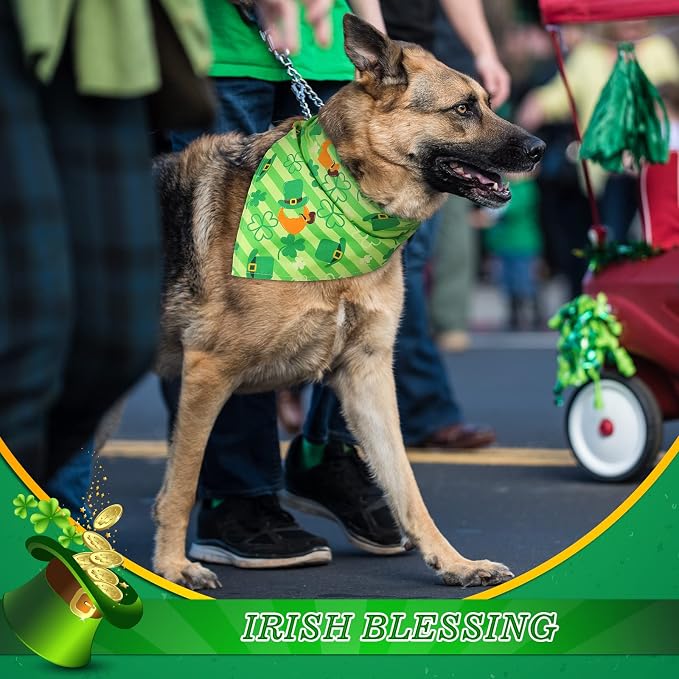 Sanwuta 30 Pieces St. Patrick's Day Dog Bandanas St. Patrick's Day Dog Bibs Holiday Pet Costume Outfit Triangle Scarf Kerchief for Small to Medium Pet