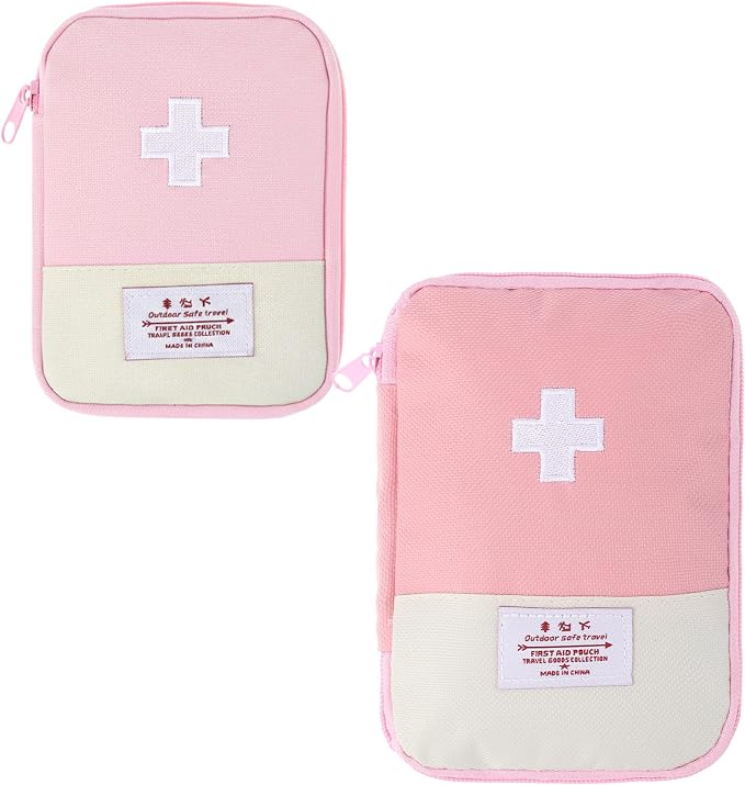 2 Pcs Small First Aid Pouch, First Aid Kit Empty Oxford Fabric | Mini Portable Medical Bag, with 2 Different Sizes, for Outdoor, Indoor, Camping Hiking Traveling Sports Car Home Emergency
