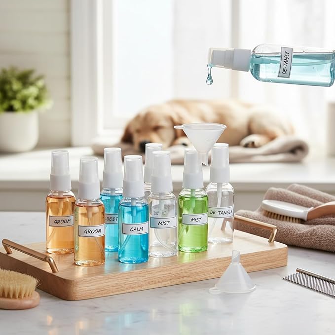 10-Pack Clear Mini Spray Bottles, 0.85 oz PET Plastic Travel Misters with Funnel for Toiletries and Household Use