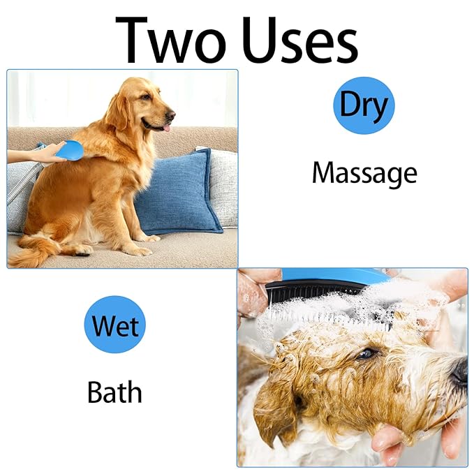 2 Pcs Small Dog Brush Puppy Brush for Small Dogs Soft Dog Bath Brush Gentle Dog Hair Remover Brush Grooming Tool for Teddy Yorkies Maltese Shih Tzu Chihuahua Puppy Hair Brush, Blue