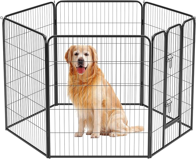 BestPet | Dog Playpen | 40", 6 Panels | Heavy Duty Metal Pet Exercise Pen | Indoor/Outdoor Fence Panels | Rust-Resistant, Removable, Tool-Free Setup | Anti-Skid, Expandable Design