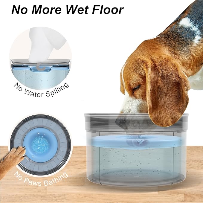 Techphardo 1Gallon No Spill Dog Water Bowl-3.8L Large Capacity, BPA-Free, Anti-Splash & Anti-Digging Design with Non-Slip Base, for Messy Drinkers