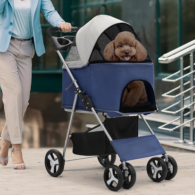 Magshion 3-in-1 Foldable Pet Stroller for Small to Medium Dogs and Cats | Dog Travel Jogger with Detachable Carrier, Cup Holder & Storage Basket, For Small/Medium Dogs & Cats Up to 33 lbs