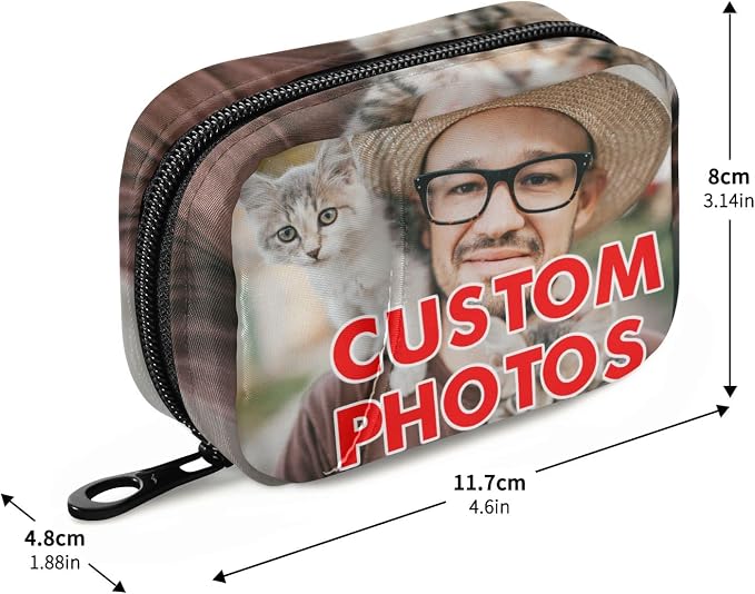 Custom Pill Bag with Photo Personalized Pill Box 7 Day Pill Case Travel Pill Organizer Bag with Zipper Portable Weekly Case Compact Size for Vitamin Supplement Holder