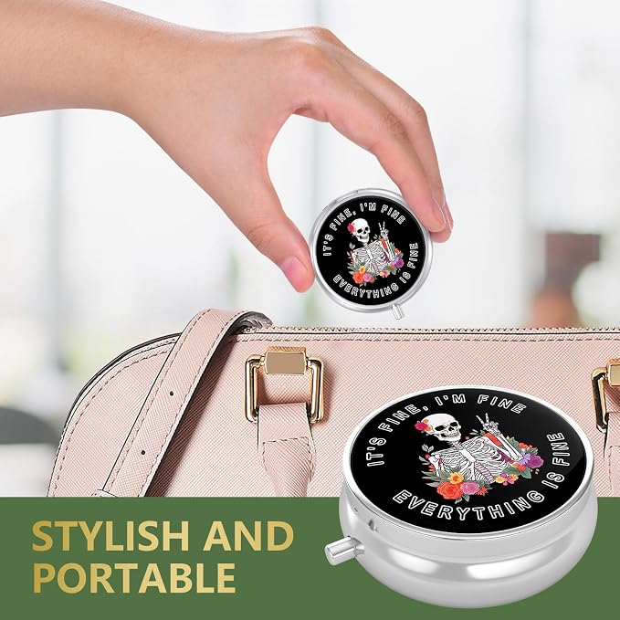 Pill Box, Small Pill Case for Purse & Pocket, Travel Medicine Organizer | Cute Travel Medicine Organizer, Portable Medicine Container Holder to Hold Vitamins, Medication, Fish Oil & Supplement