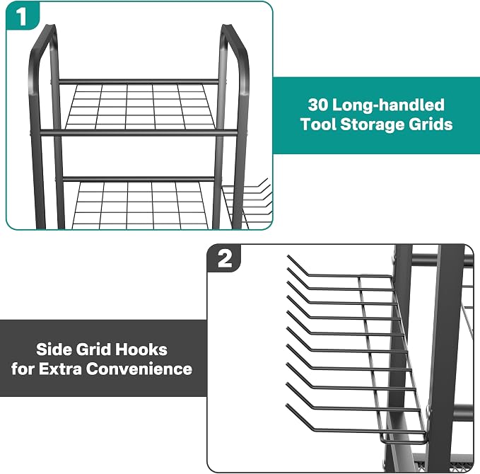 EVERHANGER Garden Tool Organizer and Storage, Yard Tool Stand | Garage Tool Rack Organization for Indoor/Outdoor Use