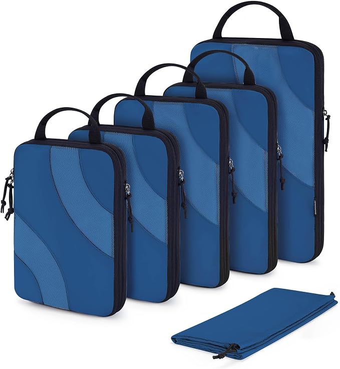 BAGSMART Compression Packing Cubes for Travel | Lightweight suitcase organizers bag set, space-saving double zipper expansion for carry-on luggage & travel organization