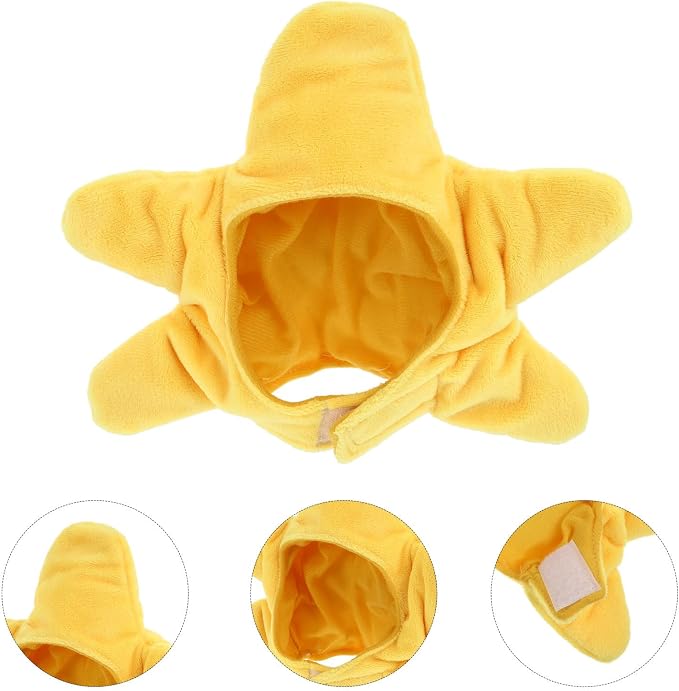 Creative Birthday Hat and Pet, Plush Dogs Creature for Comfortable Costume Hat, Yellow Dress up Accessory for Christmas Party Events