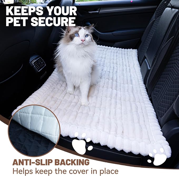 Dog Bed for Car Back Seat, Waterproof Dog Blanket for Car, White | Dog Bed for Car, Back Seat Dog Bed, Washable & Non-Slip Travel Pet Mat for For the Back Seat and Trunk, Fits Car, Truck & SUV