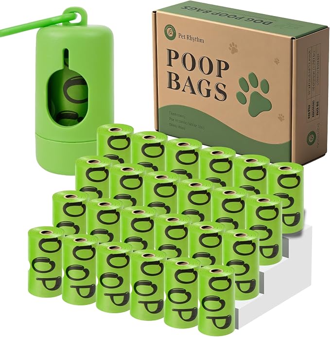 Dog Poop Bags rolls with Dispenser,360 pack Plant-Based Material | Dog Waste Bags Extra Thick Leak-Proof , Lavender-Scented Dog Poop Bags, 13x9 Inch for Bags for Dogs Walking and Cat Litter