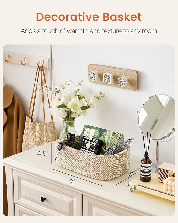 KALLAX Small Woven Storage Basket for Organizing, 12 x 8 x 4.5 inch, 3 Pack | Shelf baskets for closet organization, toy storage and home decor, Perfect as empty gift baskets for holidays, Brown