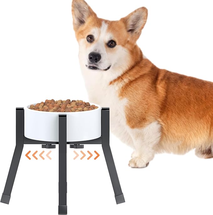 Piskyet Raised Dog Bowl Stand with Adjustable Width 7.9-11" | Single Food and Water Stand Feeder,Adjustable Elevated Dog Bowl for Medium Large Sized Dogs(Bowl Not Included)