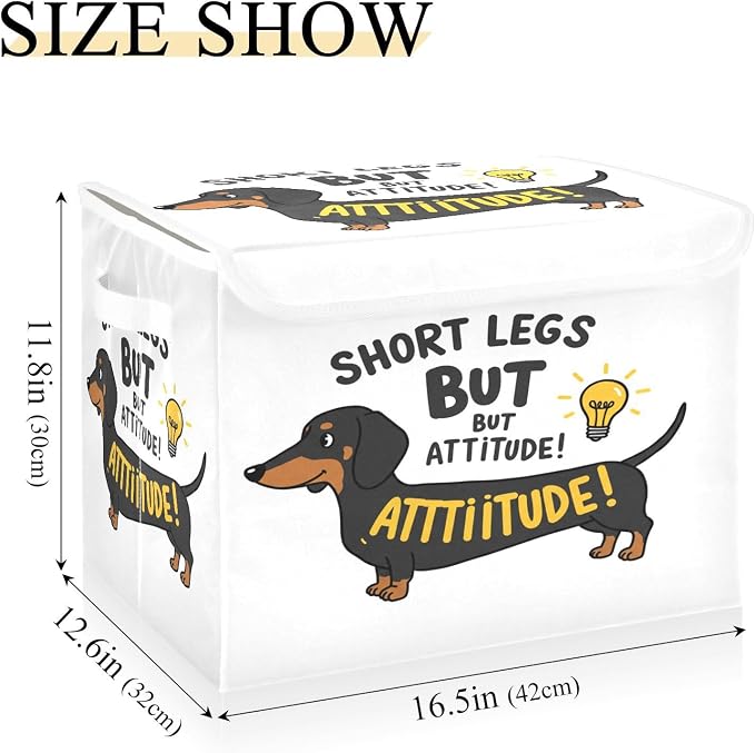 Dog Puppy Storage Bins with Lids Closet Bedroom 40L Fabric Bin | Decorative Storage Boxes, Foldable & Stackable, Dust-Proof Flip Top, Reinforced Handles, For Home & Dorm, Clothes & Toy Box
