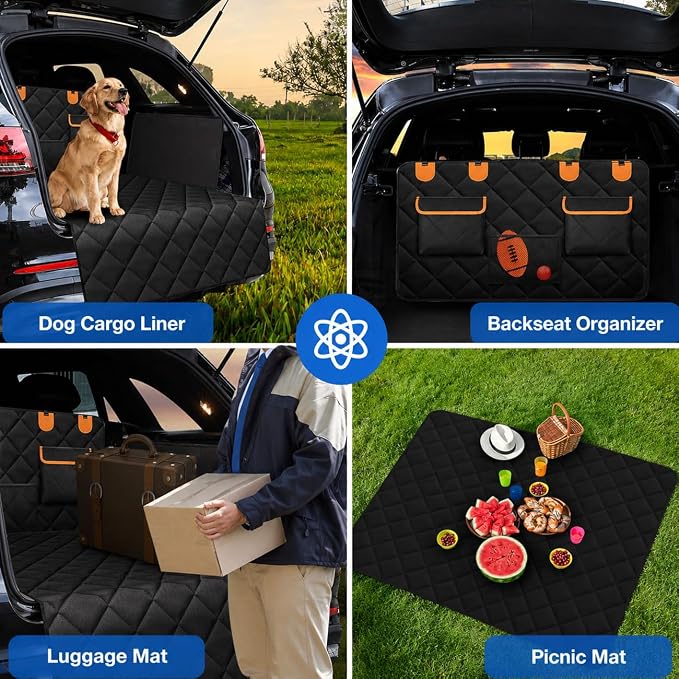 Pet Travel Mat for BMW X1, Dog Cargo Liner | Full Coverage Trunk Cover | Rear Cargo Protection | Waterproof | Storage Pockets | Side Flaps | Foldable Storage | Road Trip