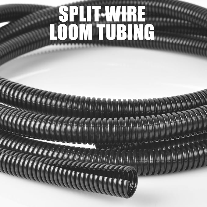 1 Inch Wire Loom Split Tubing - 25 ft Cord Protector Electric Wires Covers, Automotive Wire Flexible Conduit