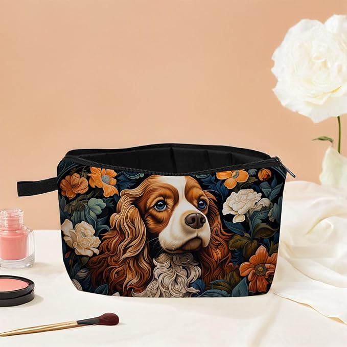 Cavalier King Charles Spaniel Makeup Bag for Women Travel Cosmetic Organizer Bag Teacher Appreciation Gifts Small Zipper Toiletry Bag
