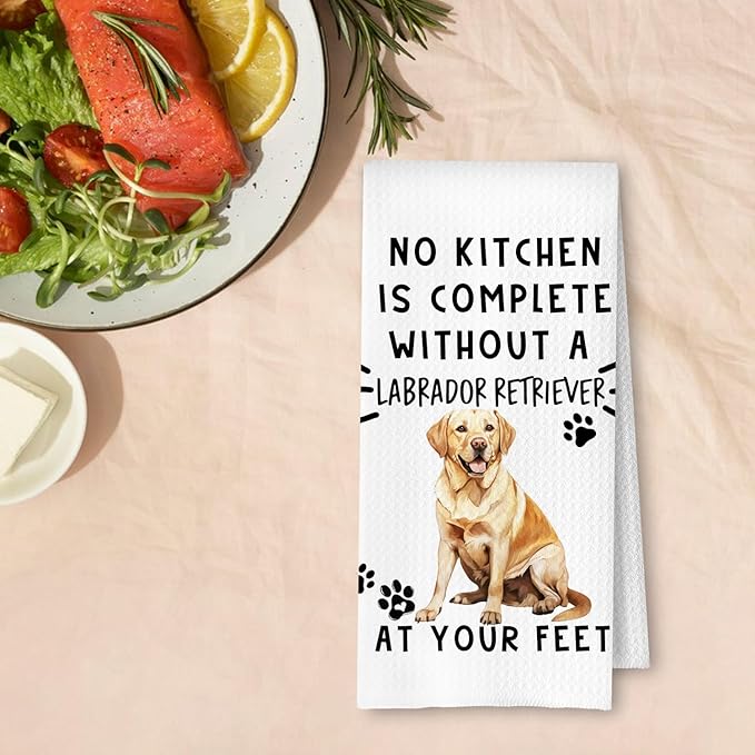 Labrador Retriever Funny Dog Kitchen Towels - Labrador Retriever Waffle Weave Hand Towels for Women,A Kitchen is Not Complete Without A Labrador RetrieverDish Towel for Bathroom,16×24 Inch