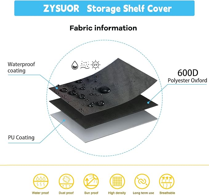 Wire Shelving Cover, Fits 60"x24"x72" Industrial Shelving | Heavy Duty Waterproof Dustproof Shelf Cover for Large Racks, Clear PVC Front & T-Zipper for Storage Rack (No Shelves, Black)