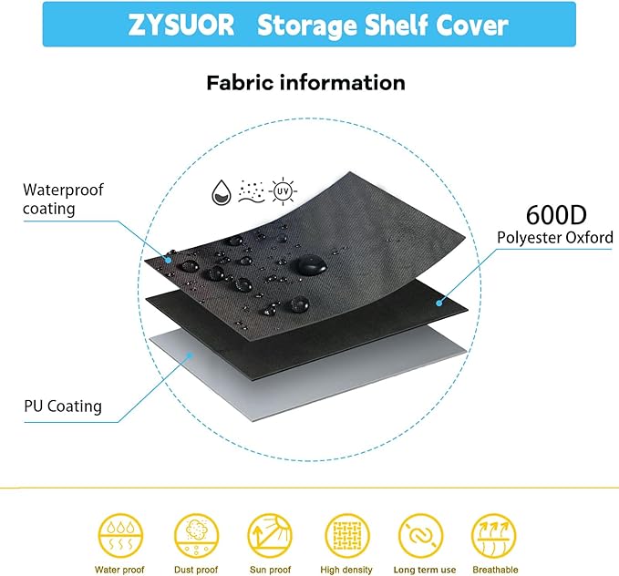 Shelf Cover Wire Shelving Rack Dust Cover, Fits 36"Wx14"Dx54"H | Waterproof Shelving Cover with Zipper & Transparent front for easy visibility, For Rack in Kitchen, Pantry (No Shelves)