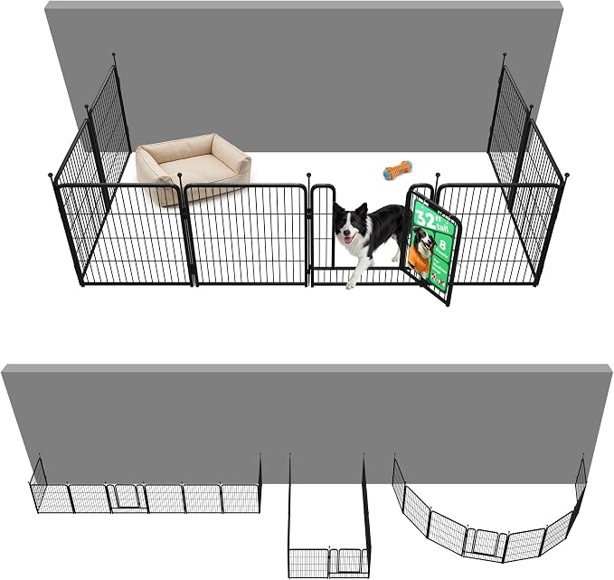 FXW Rollick Dog Playpen with Fence-to-Wall Anchors, 32" H, 8 Panels | Heavy-Duty & Easy setup Play Area, Flexible Boundaries, Indoor & Yard, For Small & Medium Dogs, Patented