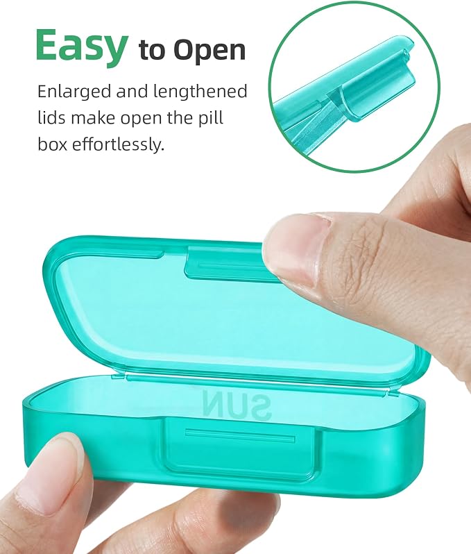 PULIV Weekly Pill Organizer with Large Capacity, Dual Protection (Cyan) | Pill Box 7 Day, Arthritis Friendly Pill Case Easy to Open, Medicine Organizer for Vitamins, Medication, Fish Oils, Supplement