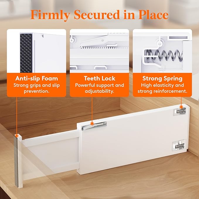 Lifewit 5" Tall Upgrade Drawer Dividers, Adjustable Deep Drawer Organizer | 13.5"-22" Expandable White Drawer Separator for Clothes, Dresser/Kitchen/Closet/Bedroom/Office Organization & Storage, 4 Pack